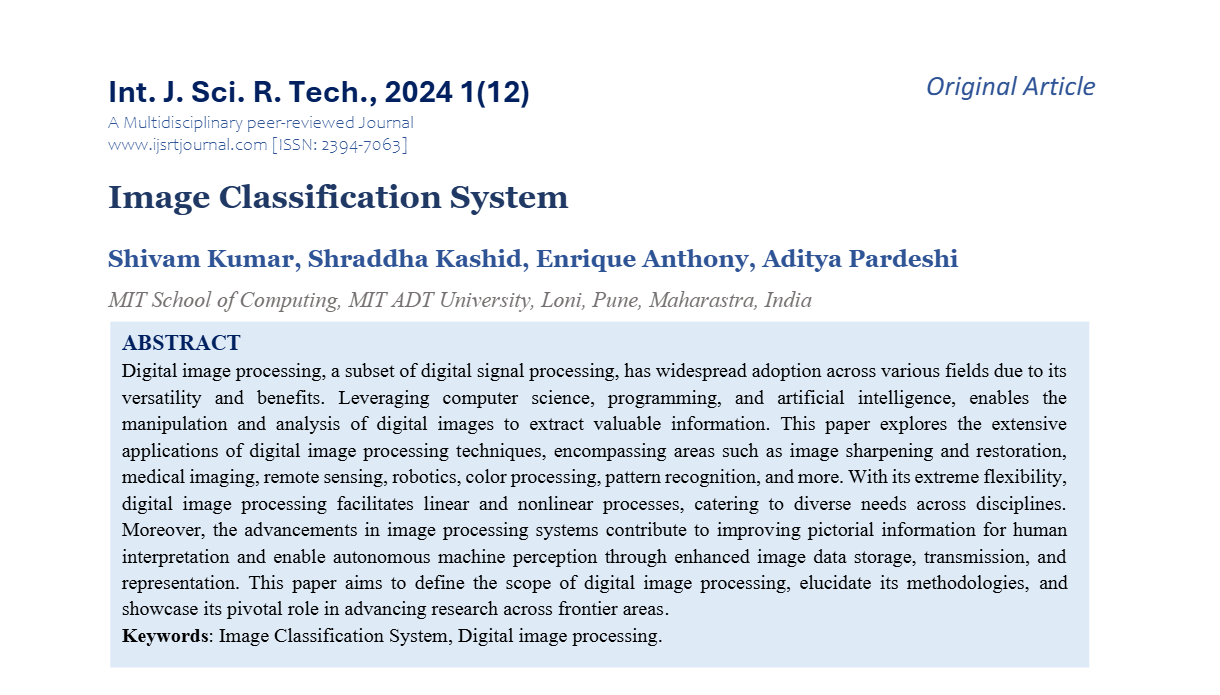 Image Classification System | IJSRT Journal