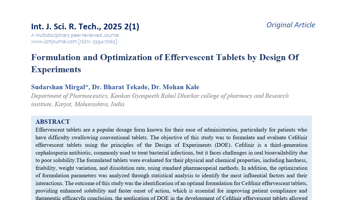Formulation and Optimization of Effervescent Tablets by Design Of ...