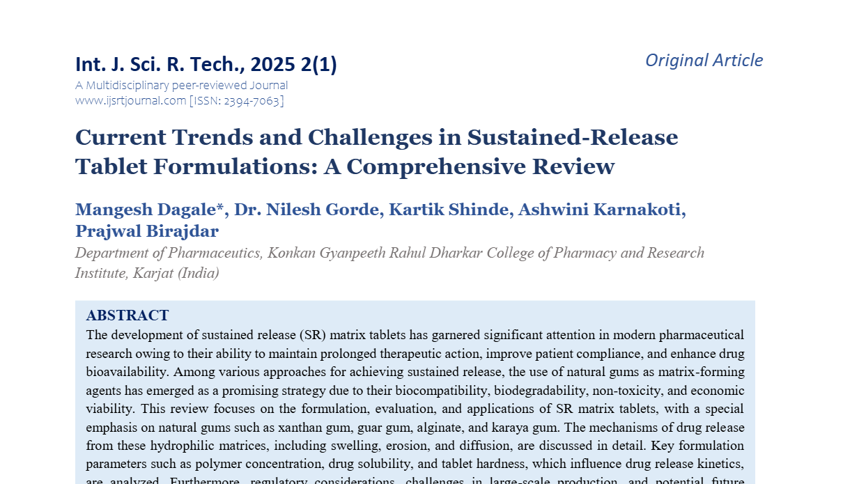 Current Trends and Challenges in Sustained-Release Tablet Formulations ...