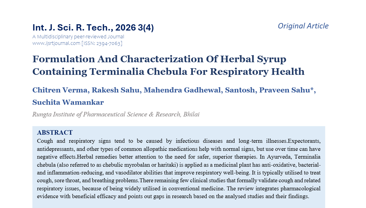 Formulation And Characterization Of Herbal Syrup Containing Terminalia ...